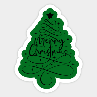 Merry Christmas Tree- Black Sticker